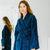 Women's Heavyweight Nua Cotton Dressing Gown - Navy Blue Close